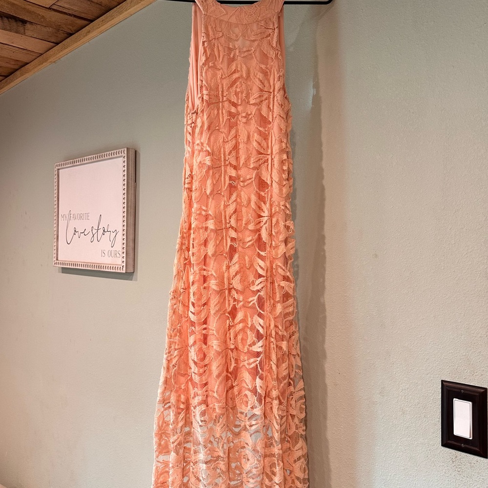 Pretty peach/coral lace dress